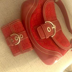 Red purse matching wallet